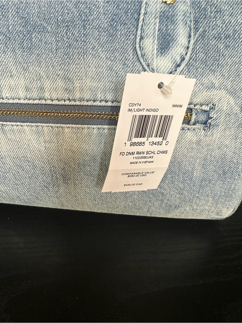 Coach CDY74 Rowan Satchel Bag In Loved Denim WITHOUT Charms New - Picture 5 of 9